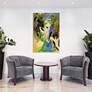 Linen and Blues I 48"H Free Floating Tempered Glass Wall Art in scene