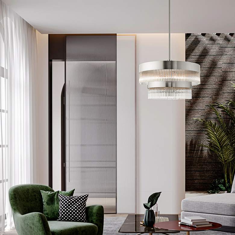 Image 1 Norwich 24" Wide Brushed Nickel 2-Tier 7-Light Chandelier in scene