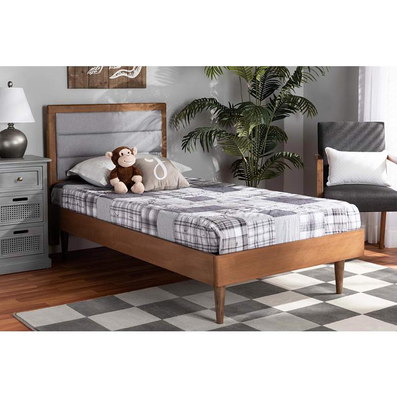 Image 1 Baxton Studio Seren Light Gray Fabric Twin Size Platform Bed in scene
