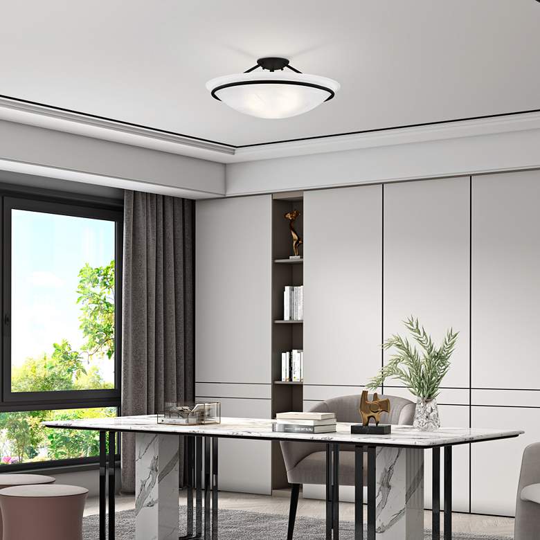 Image 1 Newburgh 20" Wide Black Bowl Ceiling Light in scene