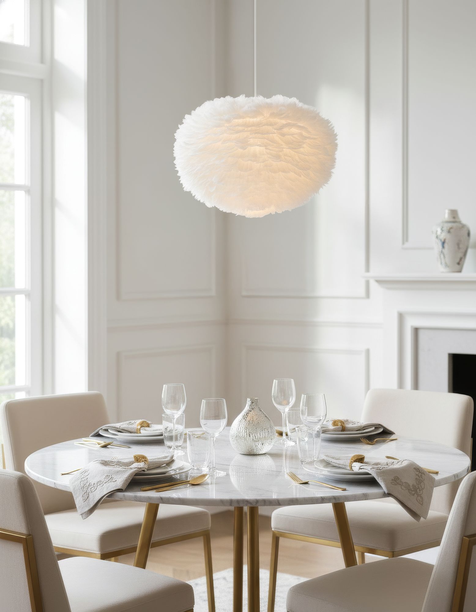 Possini Euro Branta 20 1/2"W White Goose Feather Modern Pendant Light in scene