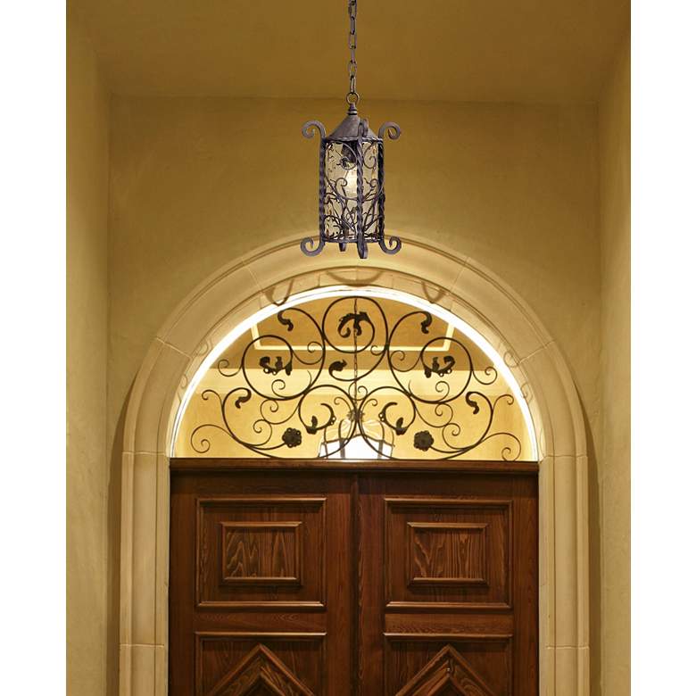 Image 1 Casa Seville 15 inch High Walnut Scroll Outdoor Hanging Light in scene