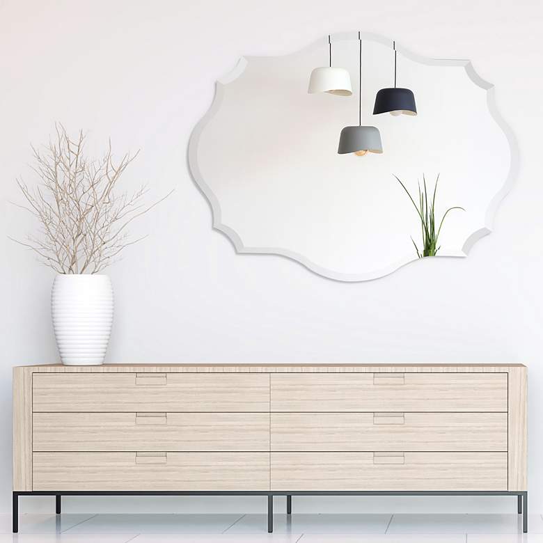 Image 1 Jean 40" x 30" Polygonal Scalloped Frameless Wall Mirror in scene