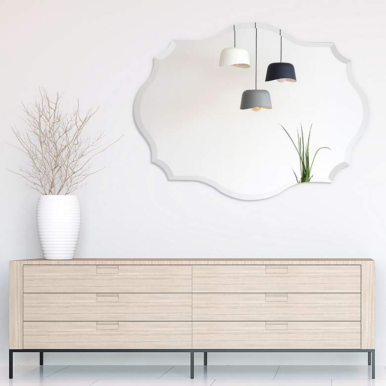 Image 1 Jean 40 inch x 30 inch Polygonal Scalloped Frameless Wall Mirror in scene