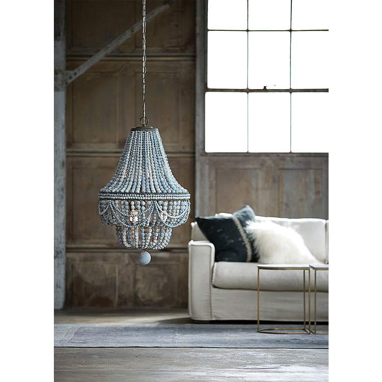 Image 1 Malibu 20 1/2" Wide Weathered Blue 6-Light Chandelier in scene