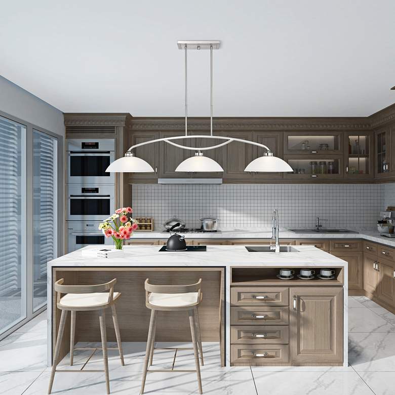 Image 1 Somerset 50" Wide Brushed Nickel 3-Linear Pendant in scene