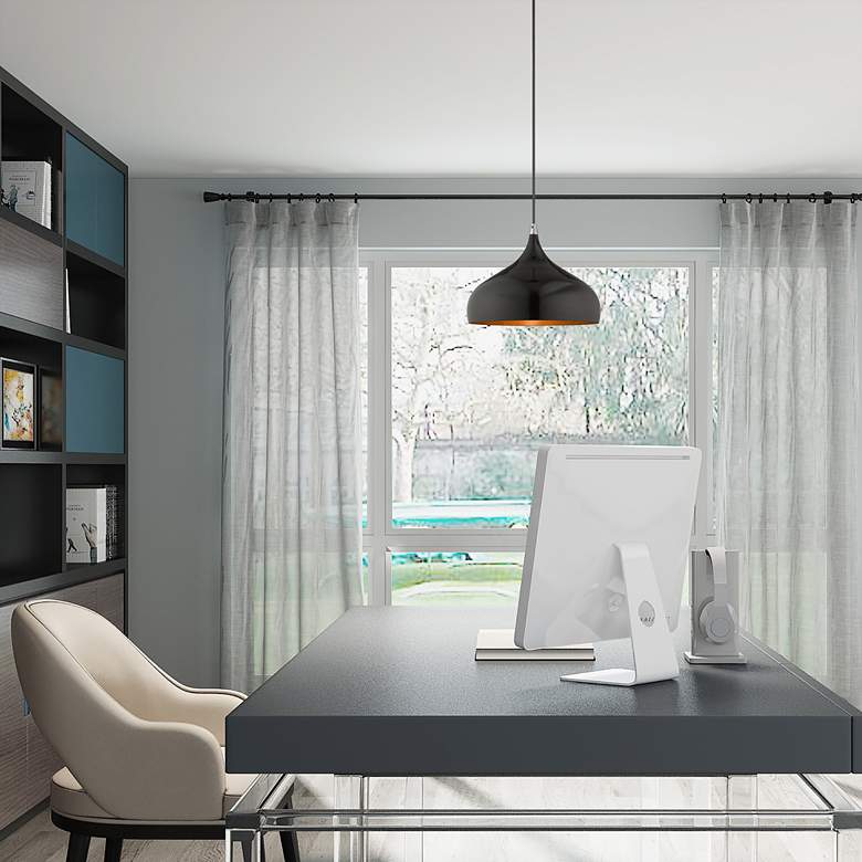 Image 1 Amador 11 3/4" Wide Shiny Black Mini Pendant Light in scene