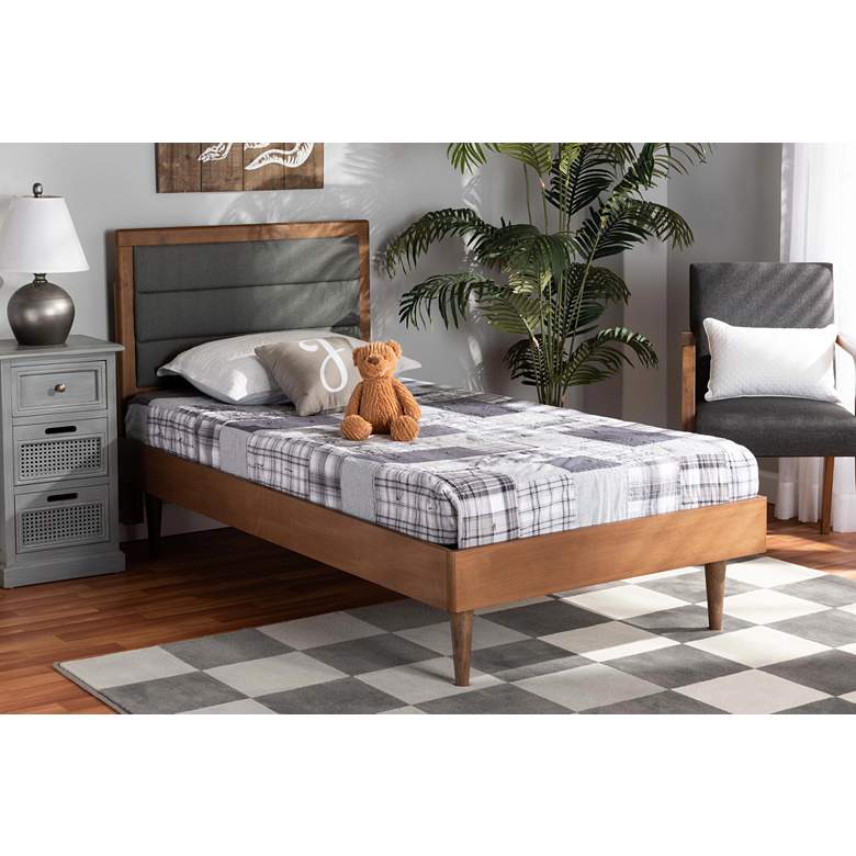 Image 1 Baxton Studio Seren Dark Gray Fabric Twin Size Platform Bed in scene