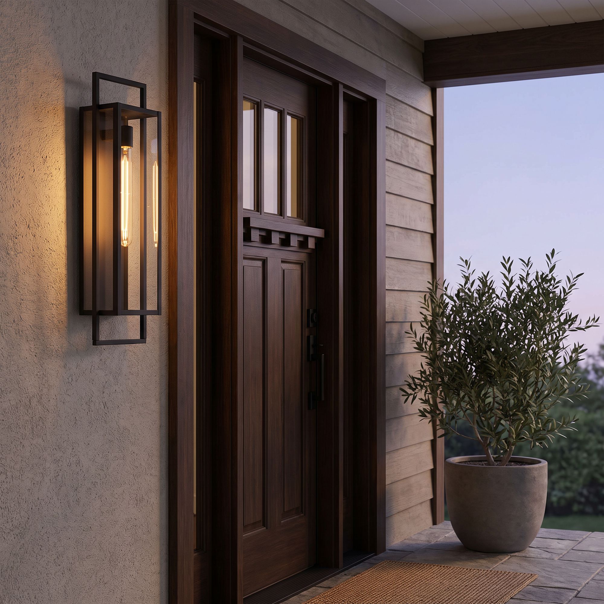Image 1 Possini Euro Jericho 28" High Black Modern Outdoor Wall Light in scene
