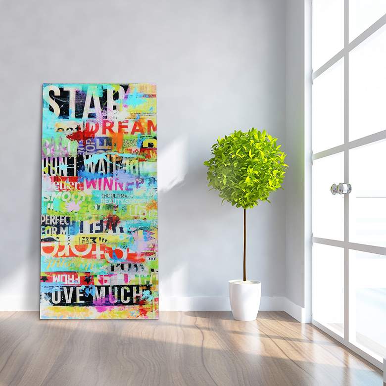 Image 1 Dream Big 72" High Free Floating Tempered Glass Wall Art in scene