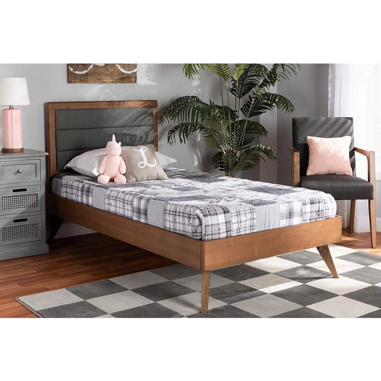 Image 1 Baxton Studio Linn Dark Gray Fabric Twin Size Platform Bed in scene