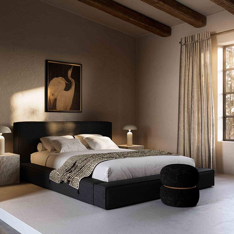 Image 1 Olafur Black Linen King Bed in scene