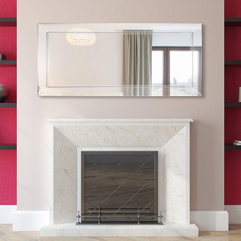 Image 1 Moderno Clear 24" x 54" Wood Rectangular Wall Mirror in scene