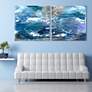 Glistening Tide 76" Wide 2-Piece Glass Wall Art Set in scene