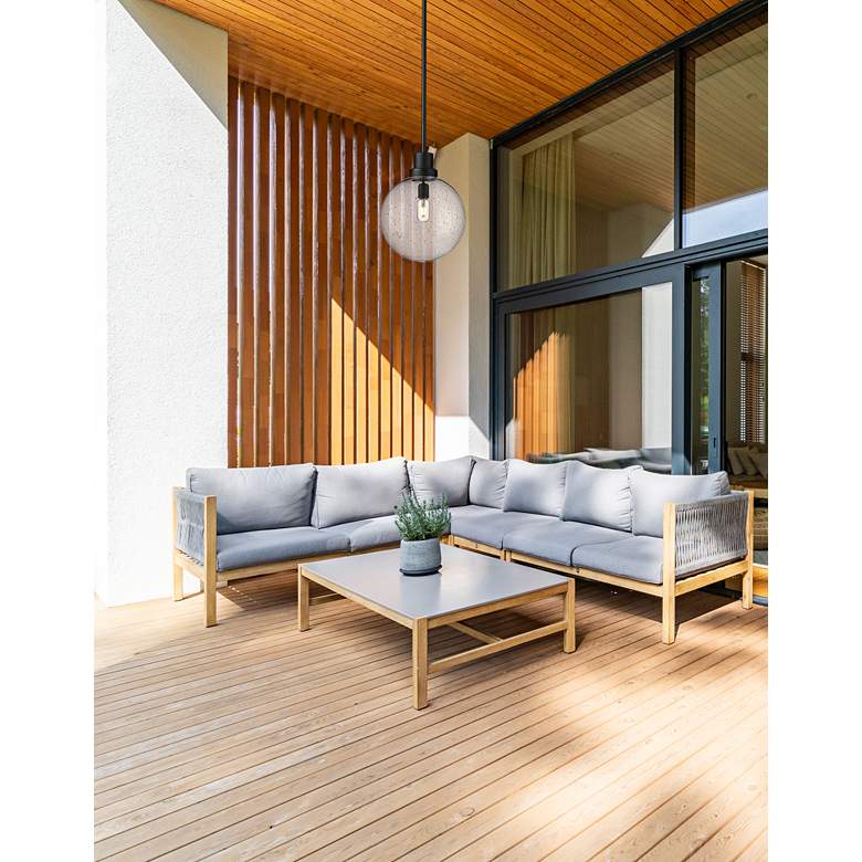 Image 1 Laurent 15" High Black Outdoor Hanging Light in scene