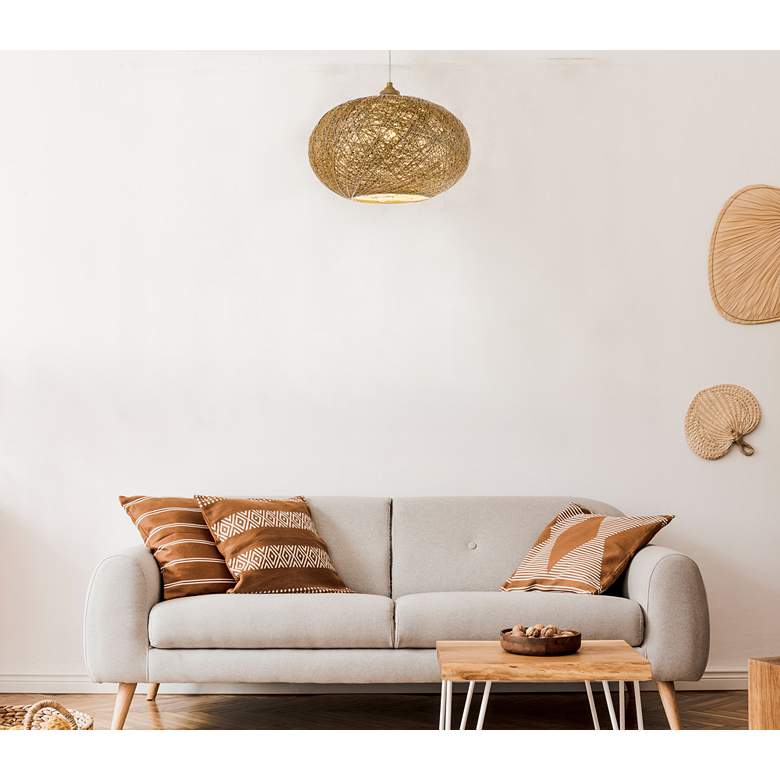 Image 1 Bali 10" High Natural Woven Hemp Twine Outdoor Hanging Light in scene