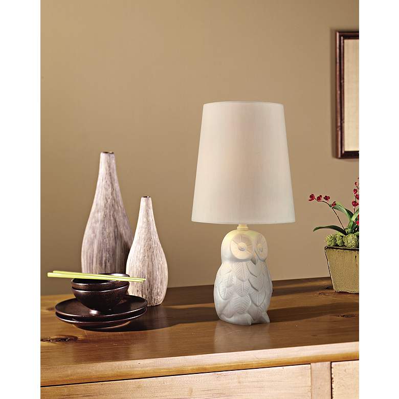 Image 1 Night Owl 19 inch High White Ceramic Accent Table Lamp in scene