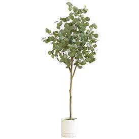 Image1 of 6ft. Artificial Eucalyptus Tree with White Decorative Planter