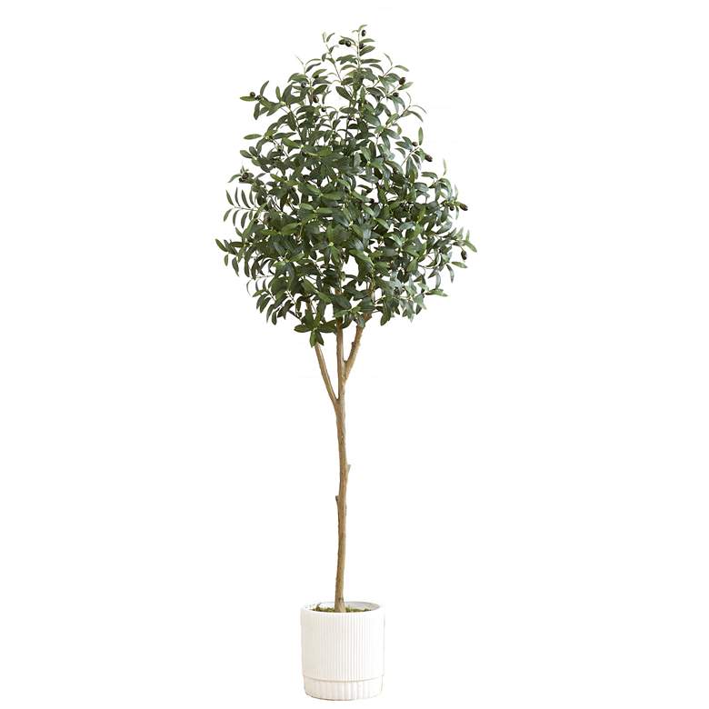 Image 1 6ft. Artificial Olive Tree with White Decorative Planter