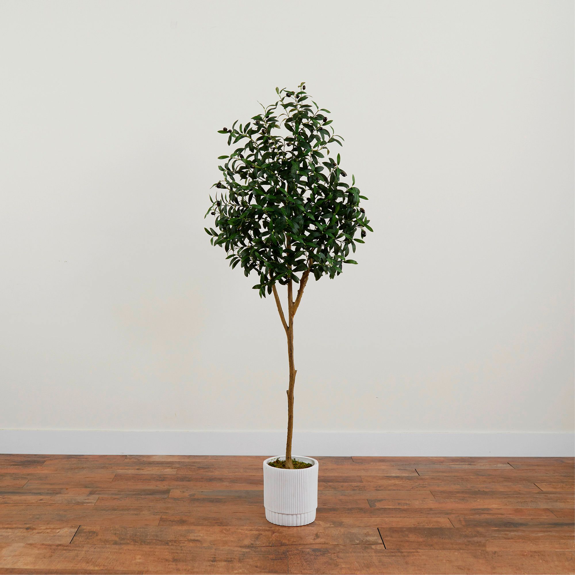 Image 7 6ft. Artificial Olive Tree with White Decorative Planter more views