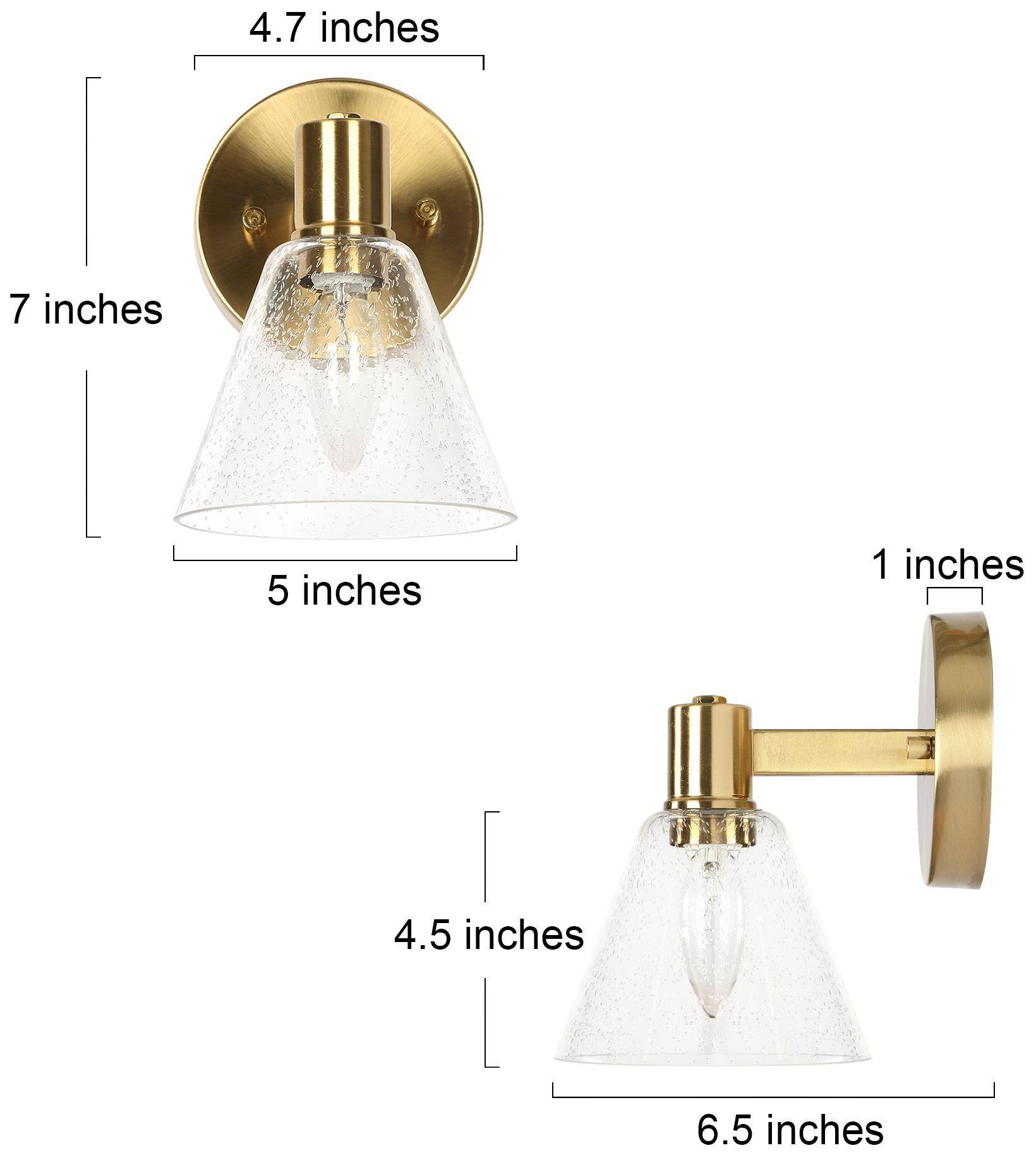 Image 4 7.1" High Brass Bell-Shaped 1-Light Wall Sconce with Clear Glass Shade more views