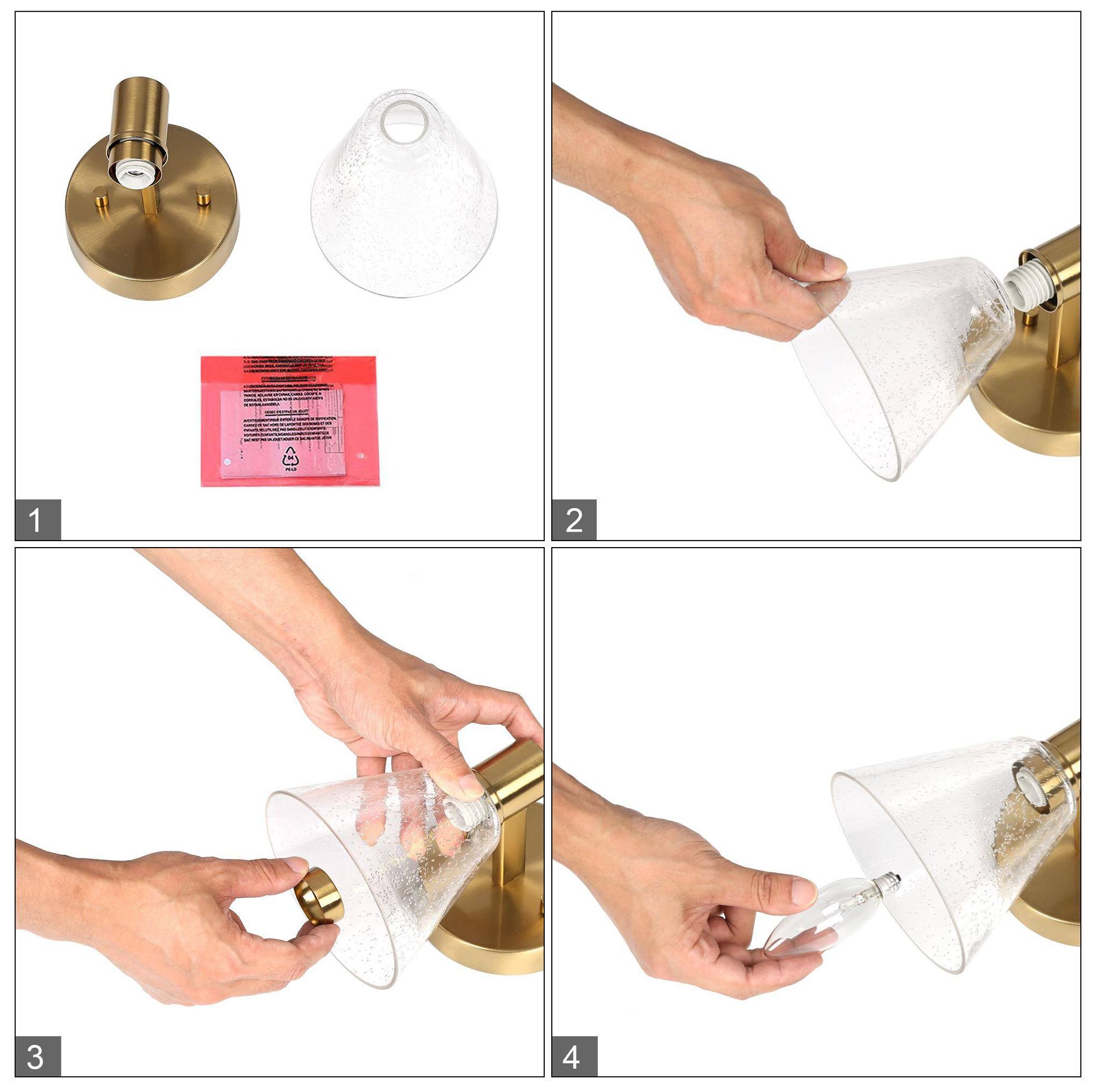 Image 6 7.1" High Brass Bell-Shaped 1-Light Wall Sconce with Clear Glass Shade more views