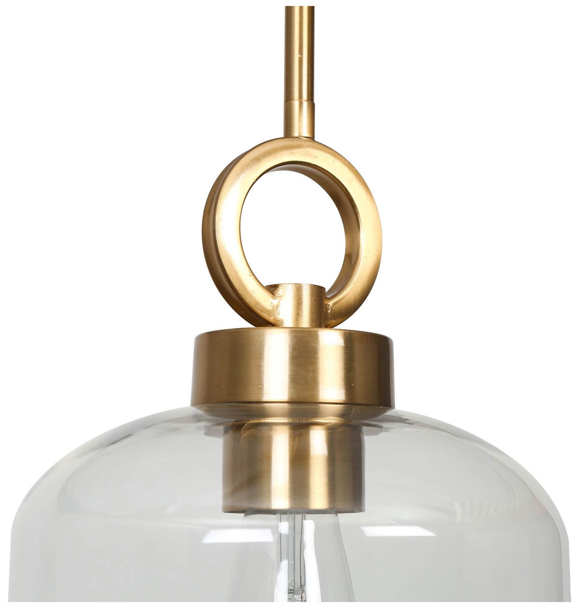 Image 4 7 4/5" Wide Brass And Clear Glass Pendant more views