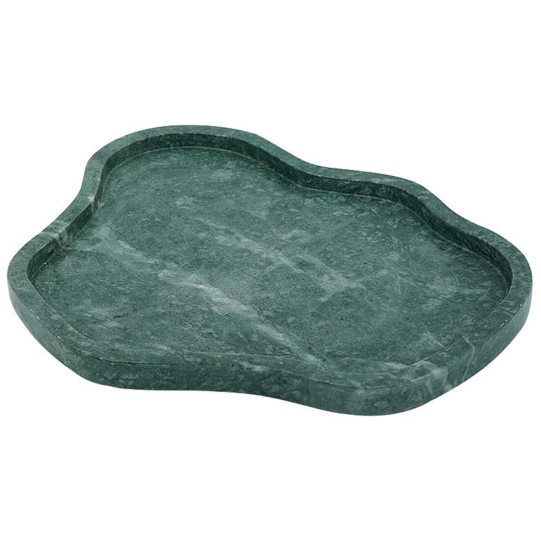 Image 1 7.5" Wide Teal Marble Tray with Organic Design