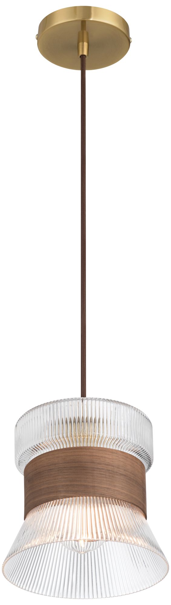 7.5Wx7H 1LT PENDANT GOLD&amp;WOOD FINISH in scene