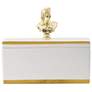 7.9" White and Gold Lidded Rectangular Canister w/ Sculptural Bust Han