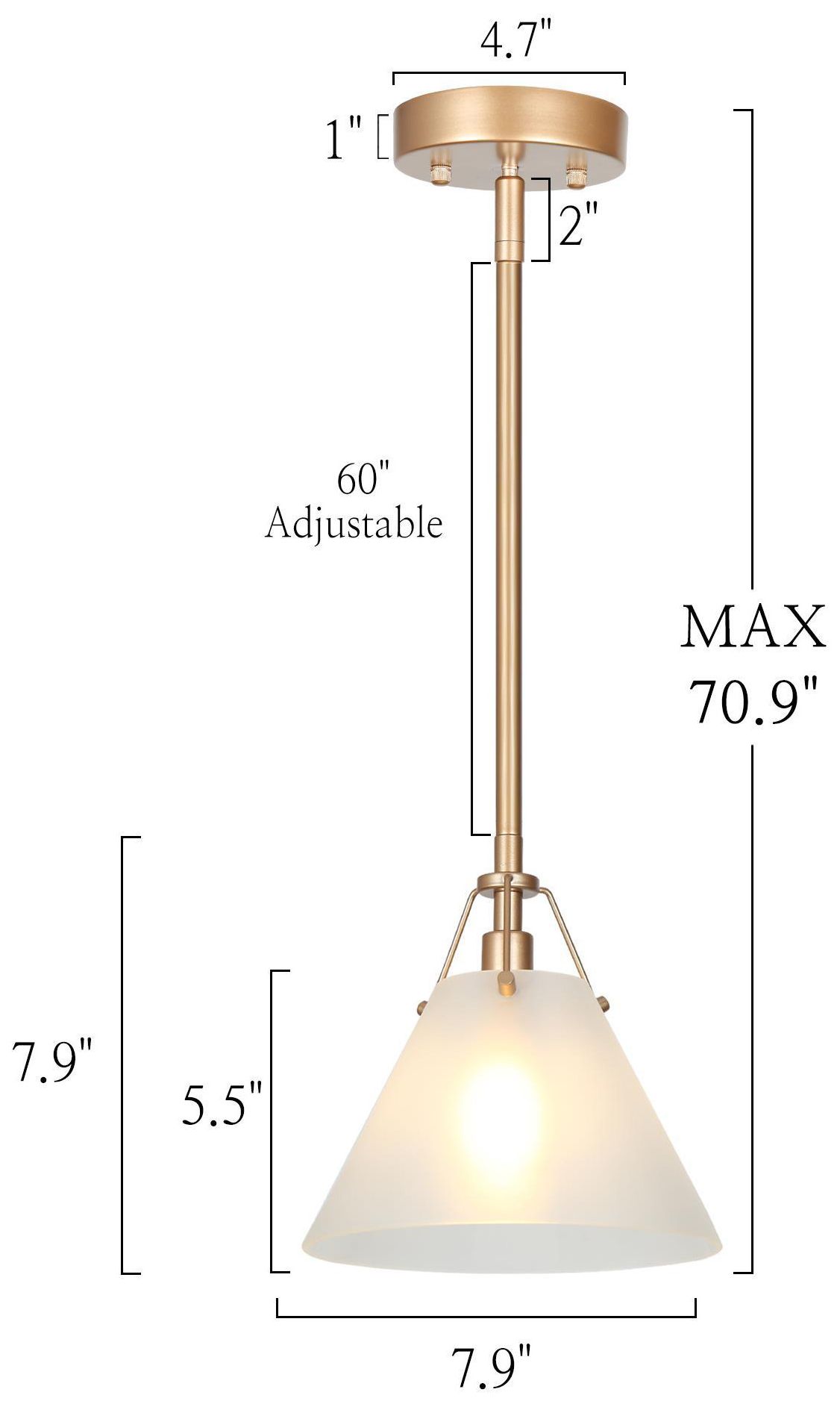 Image 4 7.9" Wide Gold 1-Light Island Pendant Light with Frosted Glass Shade more views