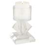 7 1/2" High Diamond Stack Shiny Clear Glass Pillar Candle Holder