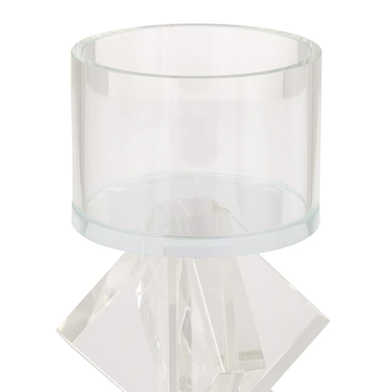 Image 3 7 1/2" High Diamond Stack Shiny Clear Glass Pillar Candle Holder more views