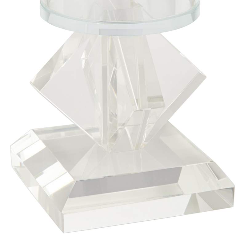 Image 3 7 1/2" High Diamond Stack Shiny Clear Glass Pillar Candle Holder more views