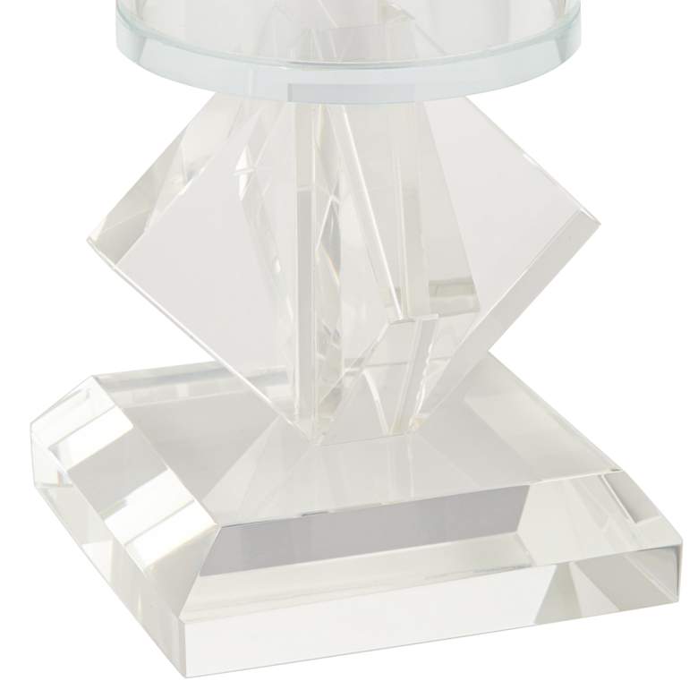 Image 4 7 1/2" High Diamond Stack Shiny Clear Glass Pillar Candle Holder more views