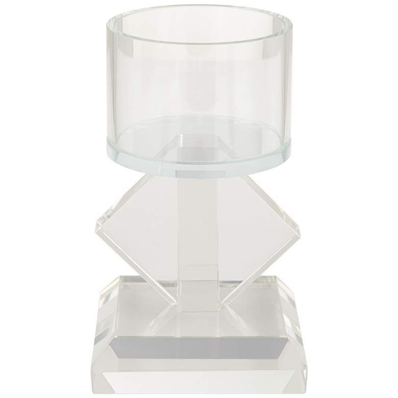Image 5 7 1/2" High Diamond Stack Shiny Clear Glass Pillar Candle Holder more views