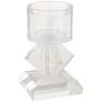 7 1/2" High Diamond Stack Shiny Clear Glass Pillar Candle Holder