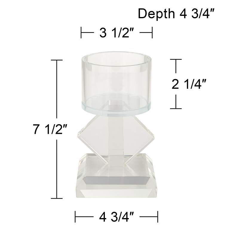 Image 6 7 1/2 inch High Diamond Stack Shiny Clear Glass Pillar Candle Holder more views