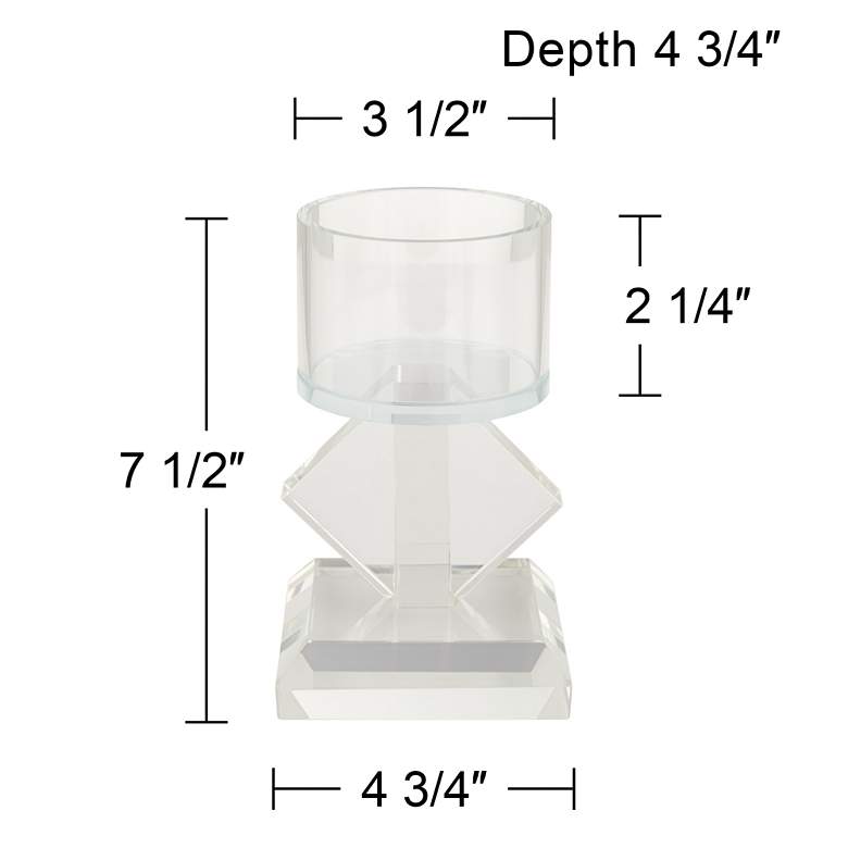 Image 7 7 1/2" High Diamond Stack Shiny Clear Glass Pillar Candle Holder more views