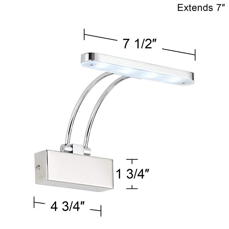 Image 5 7 1/2" Wide Chrome Direct Wire LED Picture Light more views