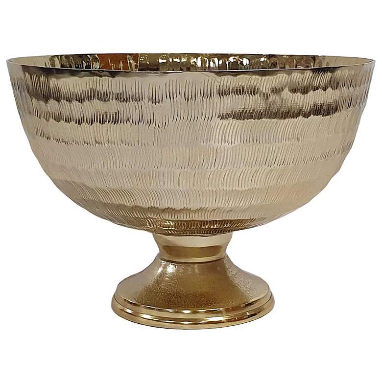 Image 1 7" High Gold Handmade Decorative Aluminum Pedestal Bowl