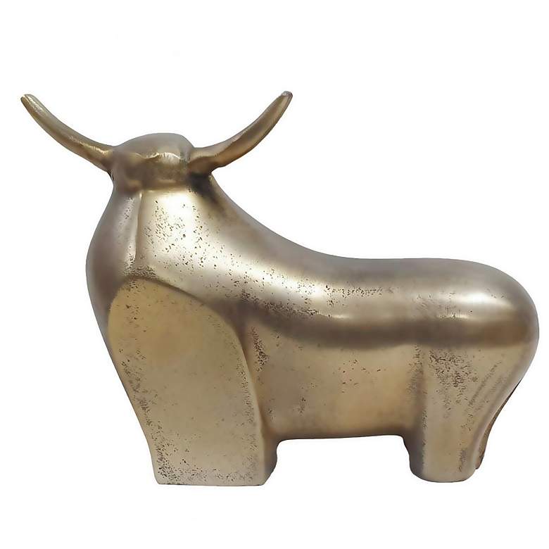 Image 1 7" High Small Metallic Gold Bull Figurine