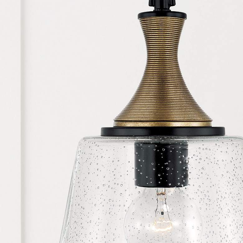 Image 5 7" W x 14" H 1-Light Pendant in Matte Black with Diamond Embossed more views