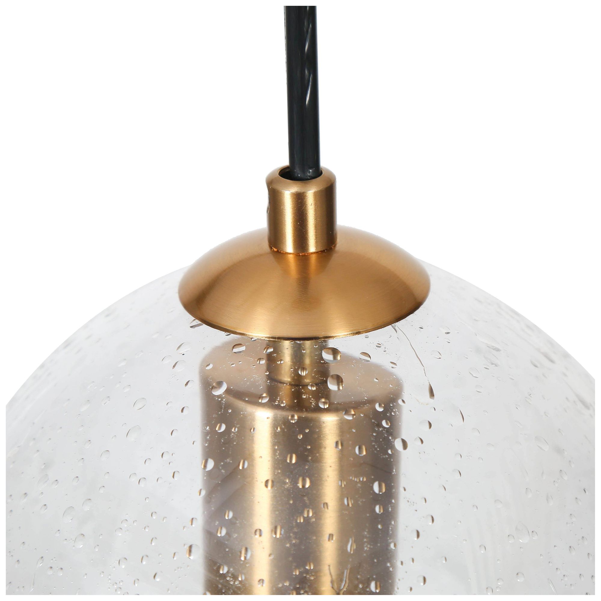 Image 3 7" Wide Brass And Teardrop Glass Mini Pendant more views