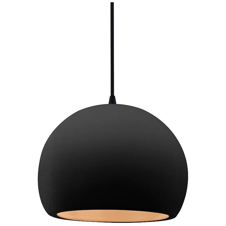 Image 1 7"W Carbon/Gold Frame Matte Black Small Globe Black Cord LED Pendant