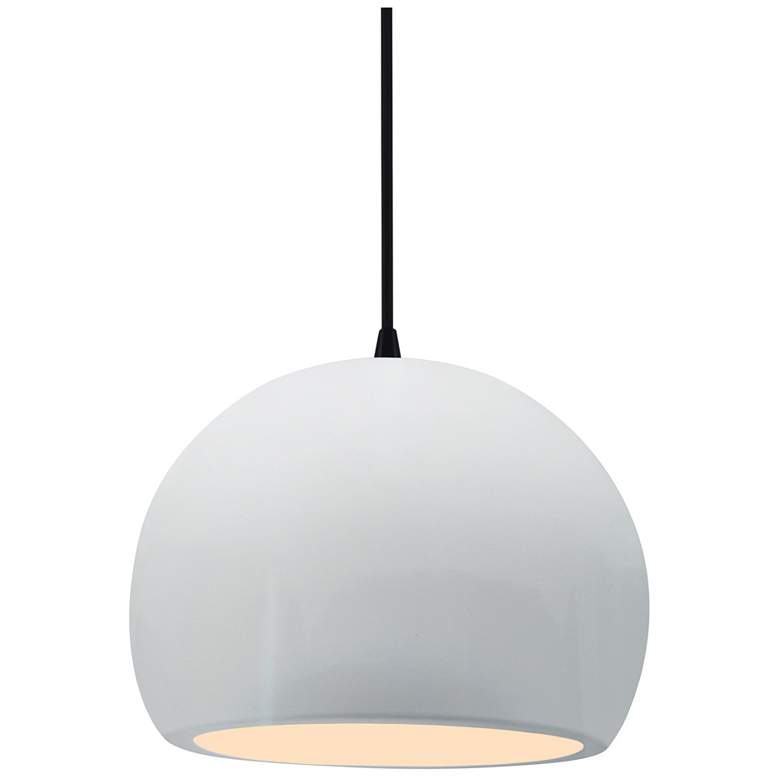 Image 1 7"W Gloss White Sided Frame Matte Black Small Globe Black Cord LED Pen