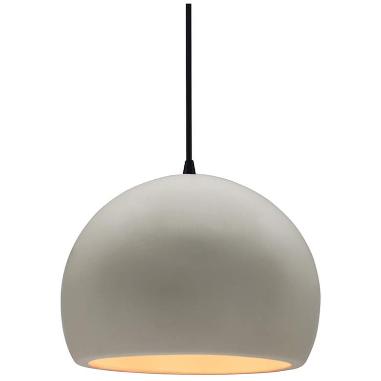 Image 2 7"W Matte White Frame Matte Black Small Globe Black Cord LED Pendant more views