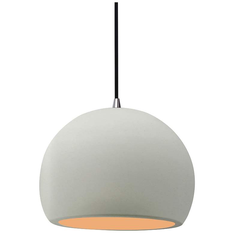 Image 1 7"W Matte White/Gold Frame Nickel Small Globe Black Cord LED Pendant