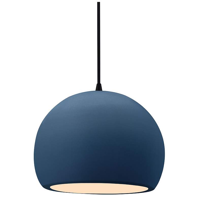 Image 1 7"W Midnight/White Frame Matte Black Small Globe Black Cord Pendant