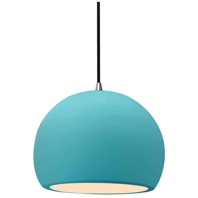 Image 1 7"W Reflecting Pool Frame Nickel Small Globe Black Cord LED Pendant